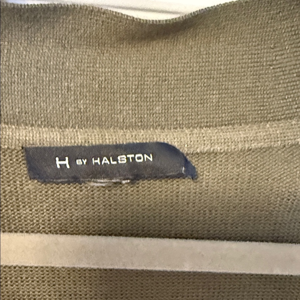 H by Halston Olive Green Knit Duster Cardigan - Picture 2 of 7